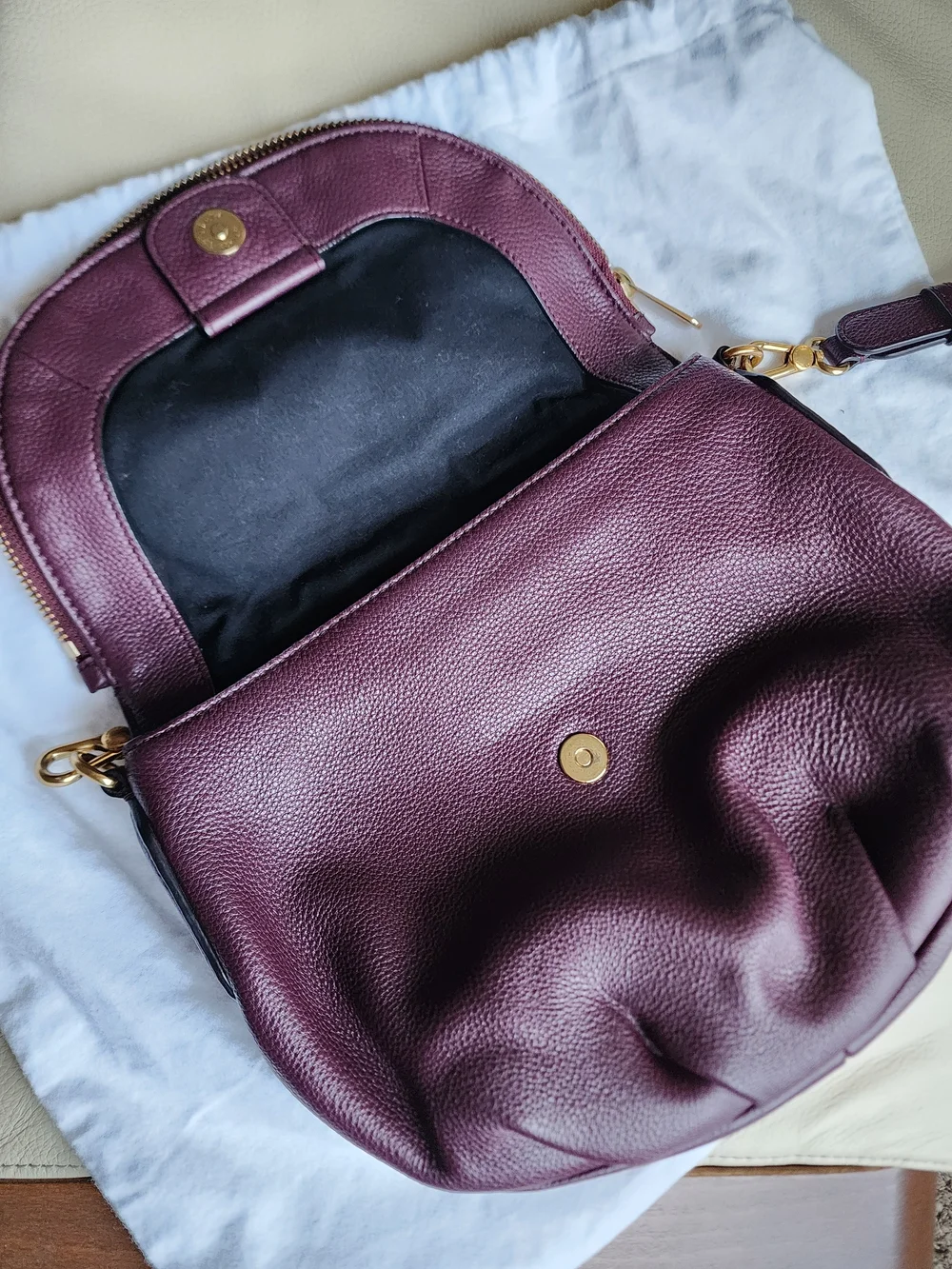 Marc by Marc Jacobs Plum Pebbled Leather Crossbody with Gold Hardware - Picture 2 of 6